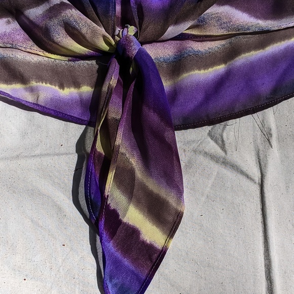 Chicos semi sheer sz 0 (Women's 6-8) dark pastels with front knot blouse! - Picture 7 of 9